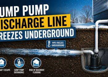 sump pump discharge line freezes underground