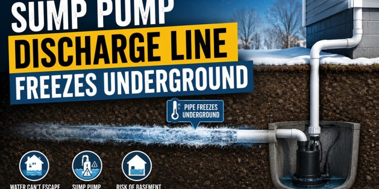 sump pump discharge line freezes underground